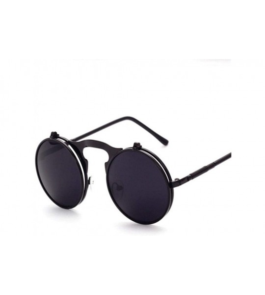 Aviator Steampunk Gothic Sunglasses Men Women Round Designer Silver Blue As Picture - Black Gray - CZ18XE9UARS $18.84