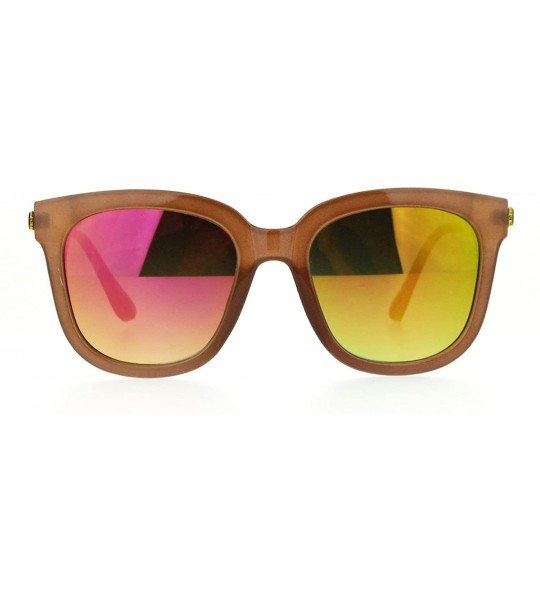 Oversized Womens Fashion Sunglasses Oversized Square Hipster Frame Mirror Lens - Tan (Peach Mirror) - C8188G25Q2H $20.12