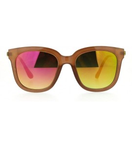 Oversized Womens Fashion Sunglasses Oversized Square Hipster Frame Mirror Lens - Tan (Peach Mirror) - C8188G25Q2H $20.12