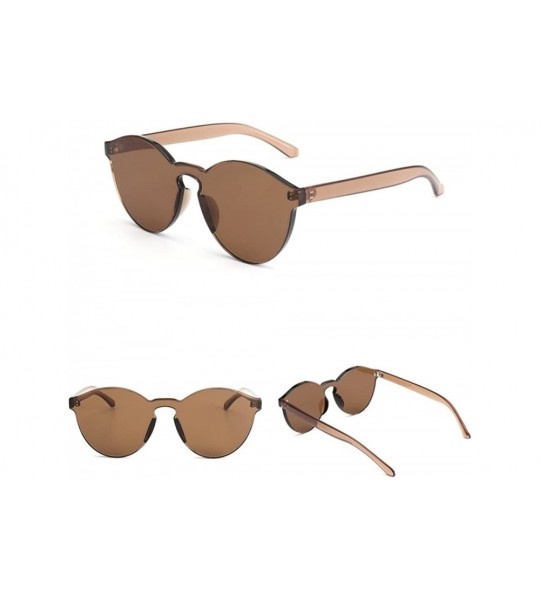 Round Round Plastic Frame Sunglasses for Women Men - Coffee - CR18ECSM69K $26.94