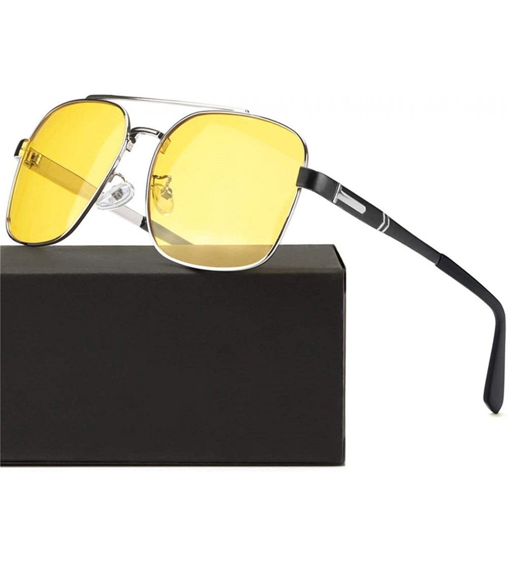 Sport Night-Driving Glasses Polarized Anti Glare Fog Rain HD Night-Vision Glasses - Yellow Tint Lens for Men & Women - CH18ZT...