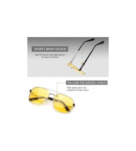 Sport Night-Driving Glasses Polarized Anti Glare Fog Rain HD Night-Vision Glasses - Yellow Tint Lens for Men & Women - CH18ZT...