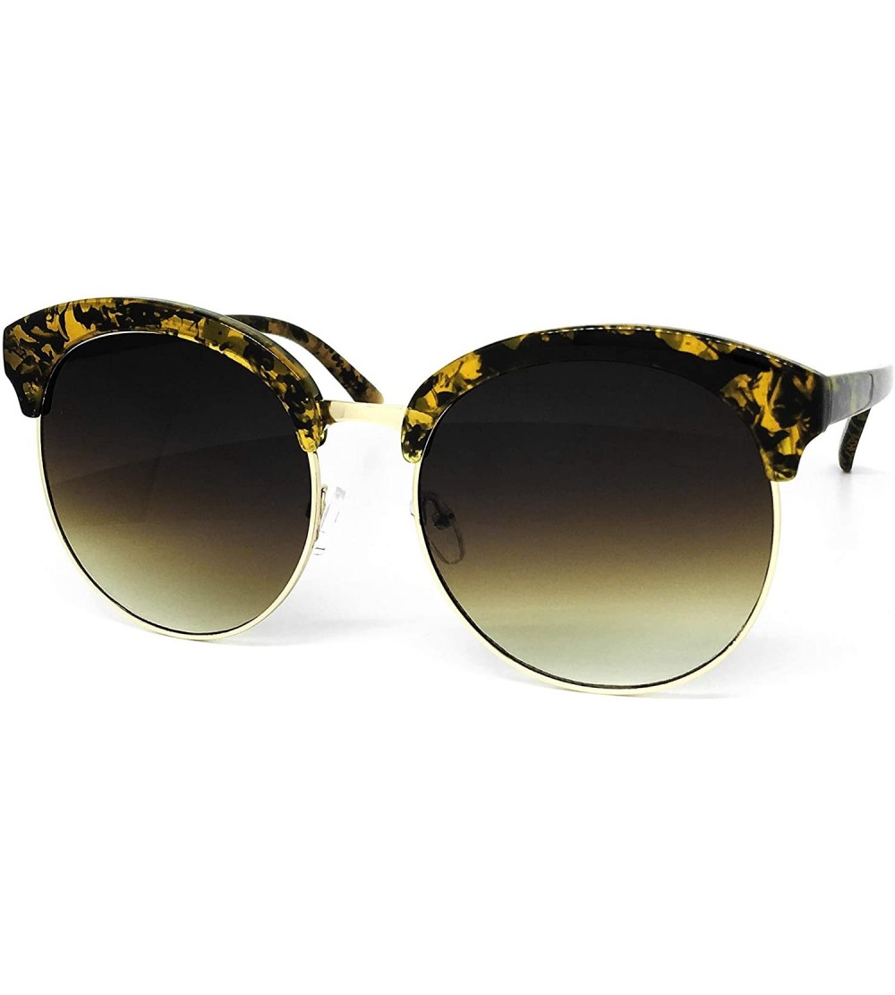 Oversized 97018 XXL Premium Oversize Mirrored Funky Flat Sunglasses - Marble Brown - CM18OKD2ECG $27.08