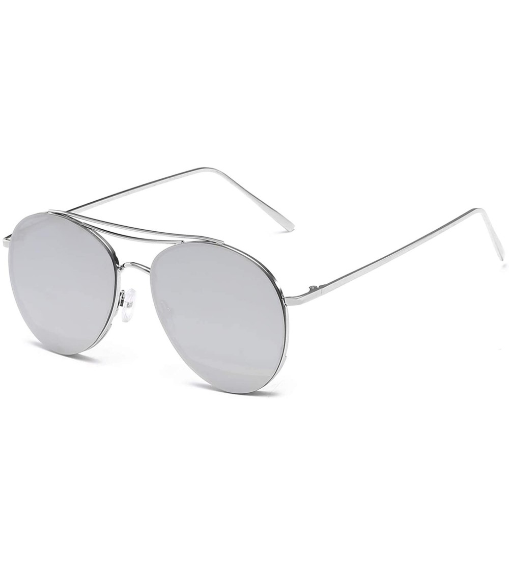 Oversized Colorful Tinted Lens Metal Frame Aviator Sunglasses Light Color Lens Glasses - CO18OYXY2NZ $18.89