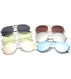 Oversized Colorful Tinted Lens Metal Frame Aviator Sunglasses Light Color Lens Glasses - CO18OYXY2NZ $18.89