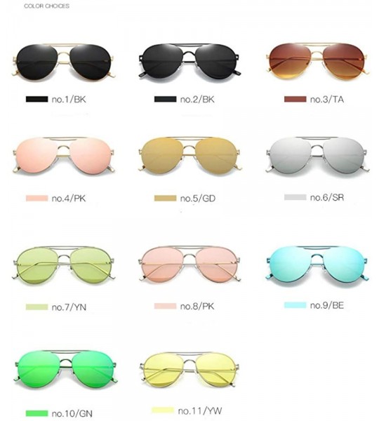 Oversized Colorful Tinted Lens Metal Frame Aviator Sunglasses Light Color Lens Glasses - CO18OYXY2NZ $18.89