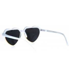 Round Womens Half Rim Heart Shape Retro Sunglasses - White - CU12N4YUDB3 $20.44