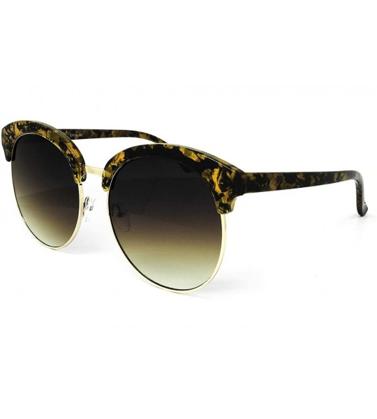 Oversized 97018 XXL Premium Oversize Mirrored Funky Flat Sunglasses - Marble Brown - CM18OKD2ECG $27.08