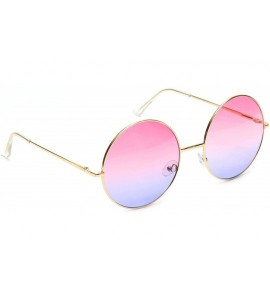 Oversized Oversized Sunglasses Round Circle Ocean Lens Gold Metal Arms - Pink & Purple - C818EWULKZG $22.26