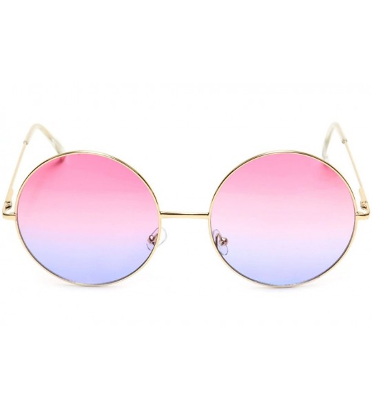 Oversized Oversized Sunglasses Round Circle Ocean Lens Gold Metal Arms - Pink & Purple - C818EWULKZG $22.26