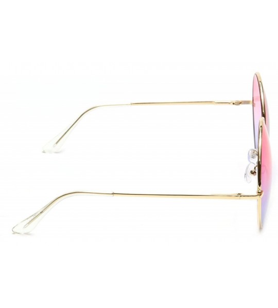 Oversized Oversized Sunglasses Round Circle Ocean Lens Gold Metal Arms - Pink & Purple - C818EWULKZG $22.26