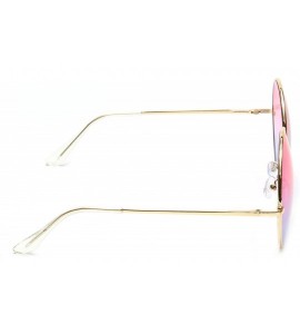 Oversized Oversized Sunglasses Round Circle Ocean Lens Gold Metal Arms - Pink & Purple - C818EWULKZG $22.26