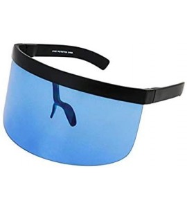 Aviator Futuristic Oversize Shield Visor Sunglasses Flat Top Mirrored Mono Lens 172mm - Blue and Yellow - CZ18IH0YMN8 $44.30