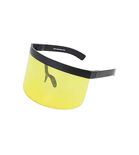 Aviator Futuristic Oversize Shield Visor Sunglasses Flat Top Mirrored Mono Lens 172mm - Blue and Yellow - CZ18IH0YMN8 $44.30