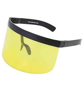 Aviator Futuristic Oversize Shield Visor Sunglasses Flat Top Mirrored Mono Lens 172mm - Blue and Yellow - CZ18IH0YMN8 $44.30