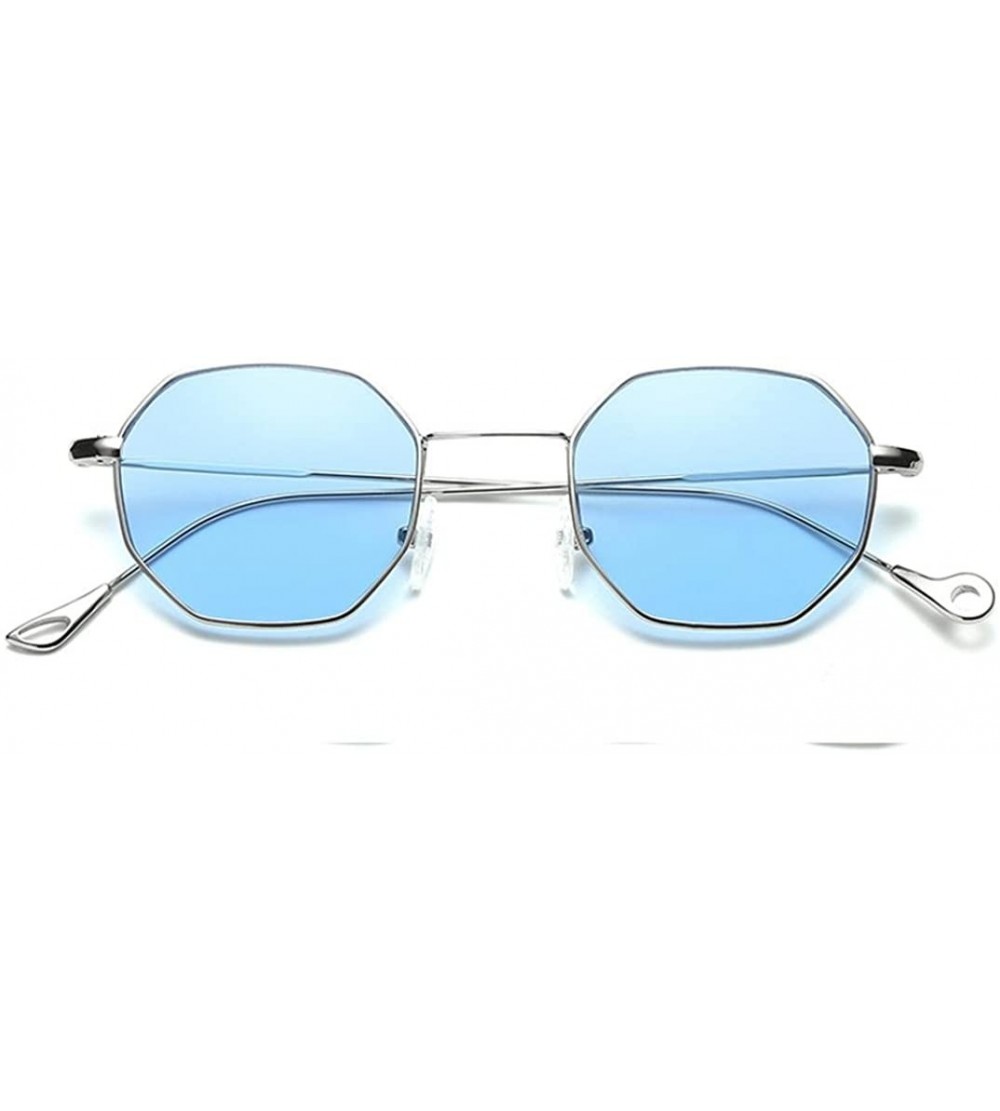 Square Hot sale!!!Womens Men Fashion Metal Irregularity Frame Glasses Brand Classic Sunglasses - Blue - CV180OA0X26 $15.91