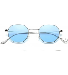 Square Hot sale!!!Womens Men Fashion Metal Irregularity Frame Glasses Brand Classic Sunglasses - Blue - CV180OA0X26 $15.91