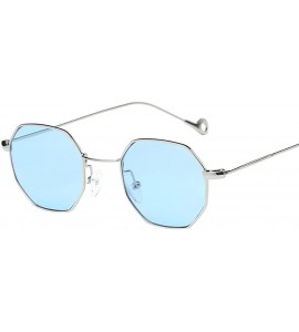 Square Hot sale!!!Womens Men Fashion Metal Irregularity Frame Glasses Brand Classic Sunglasses - Blue - CV180OA0X26 $15.91