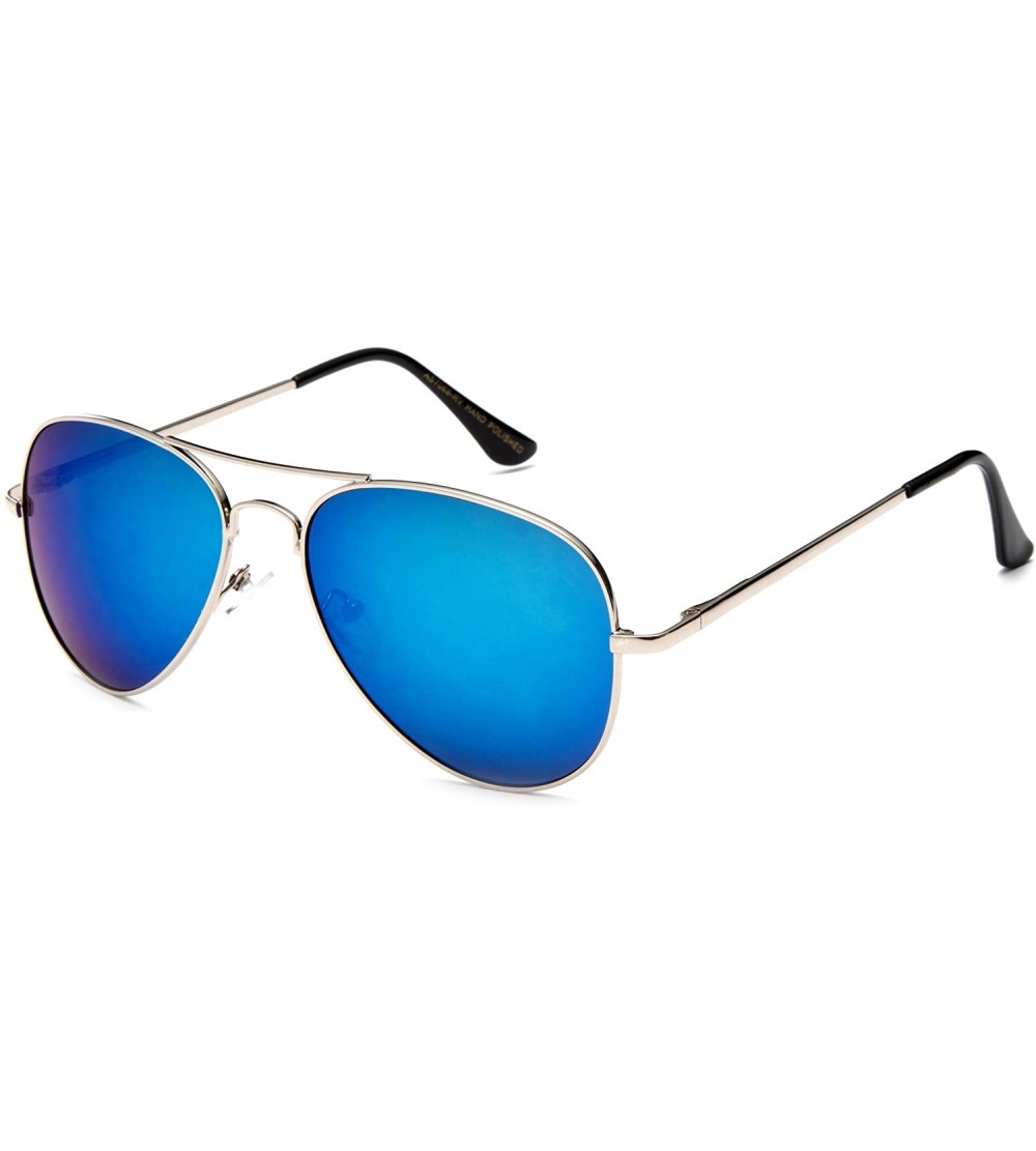 Aviator Aviator Style Trendy Summer Flash Lens Sunglasses - Silver/ Light Blue - CX12G0MPTAN $18.26