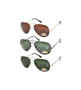 Aviator Set of 3 Classic Aviator Polarized Lens Sunglasses Colored Metal Frame Spring Hinge (3 Pairs Mix colors- Colored) - C...