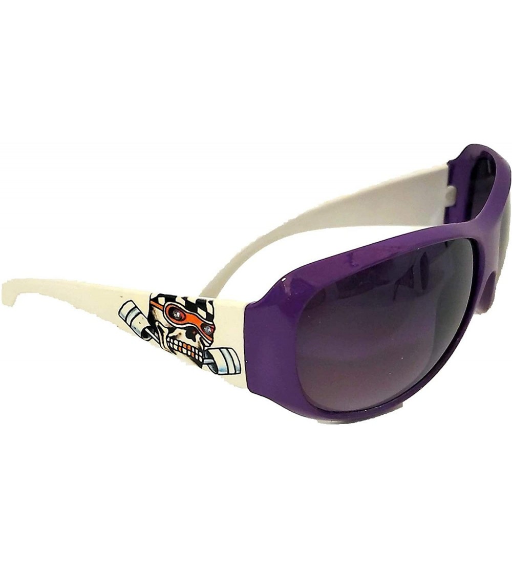 Oval Skull Skeleton Gothic Biker Sunglasses Pirate Punk Womens Shades Glasses Jp - Skull Head White Arms Purple Frame - C3196...