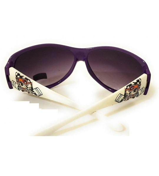 Oval Skull Skeleton Gothic Biker Sunglasses Pirate Punk Womens Shades Glasses Jp - Skull Head White Arms Purple Frame - C3196...