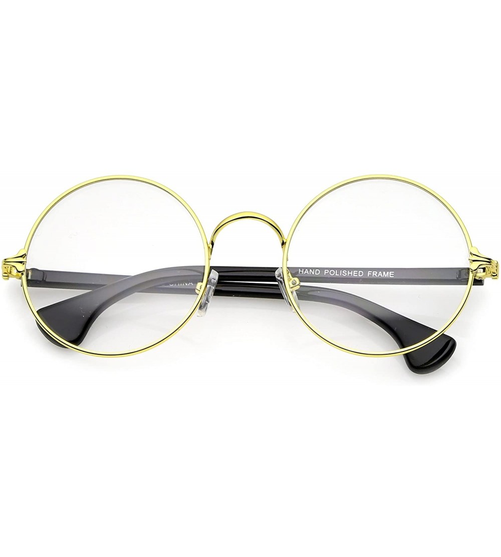 Round Classic Slim Metal Frame Clear Lens Round Eyeglasses 53mm - Gold-black / Clear - C312O0NIV5A $19.81