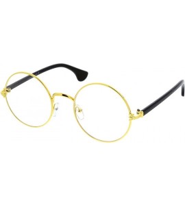 Round Classic Slim Metal Frame Clear Lens Round Eyeglasses 53mm - Gold-black / Clear - C312O0NIV5A $19.81