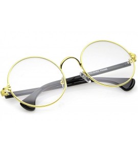 Round Classic Slim Metal Frame Clear Lens Round Eyeglasses 53mm - Gold-black / Clear - C312O0NIV5A $19.81