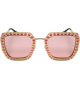 Cat Eye Fashion Oversized Square Cateye Rhinestone Women Sunglasses - Metal-gold Frame/Pink Lens - C0189IDZM4K $19.18