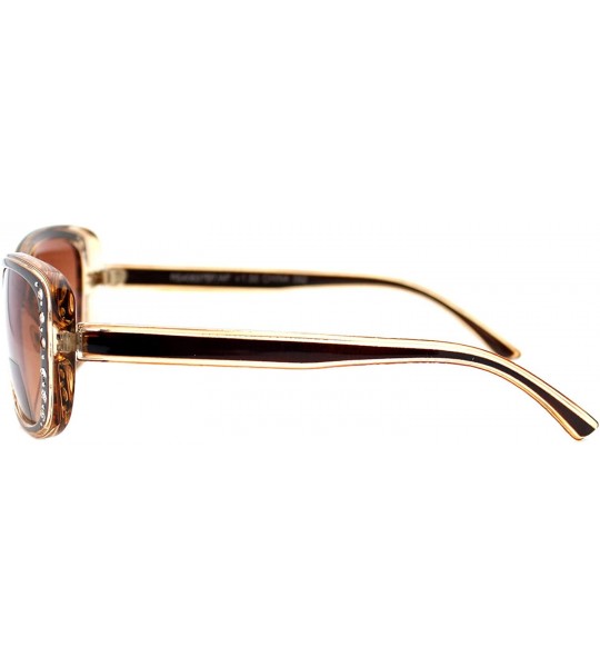 Rectangular Womens Bifocal Reading Lens Sunglasses Rhinestone Rectangular Frame - Brown - C618IEW4RE8 $19.17
