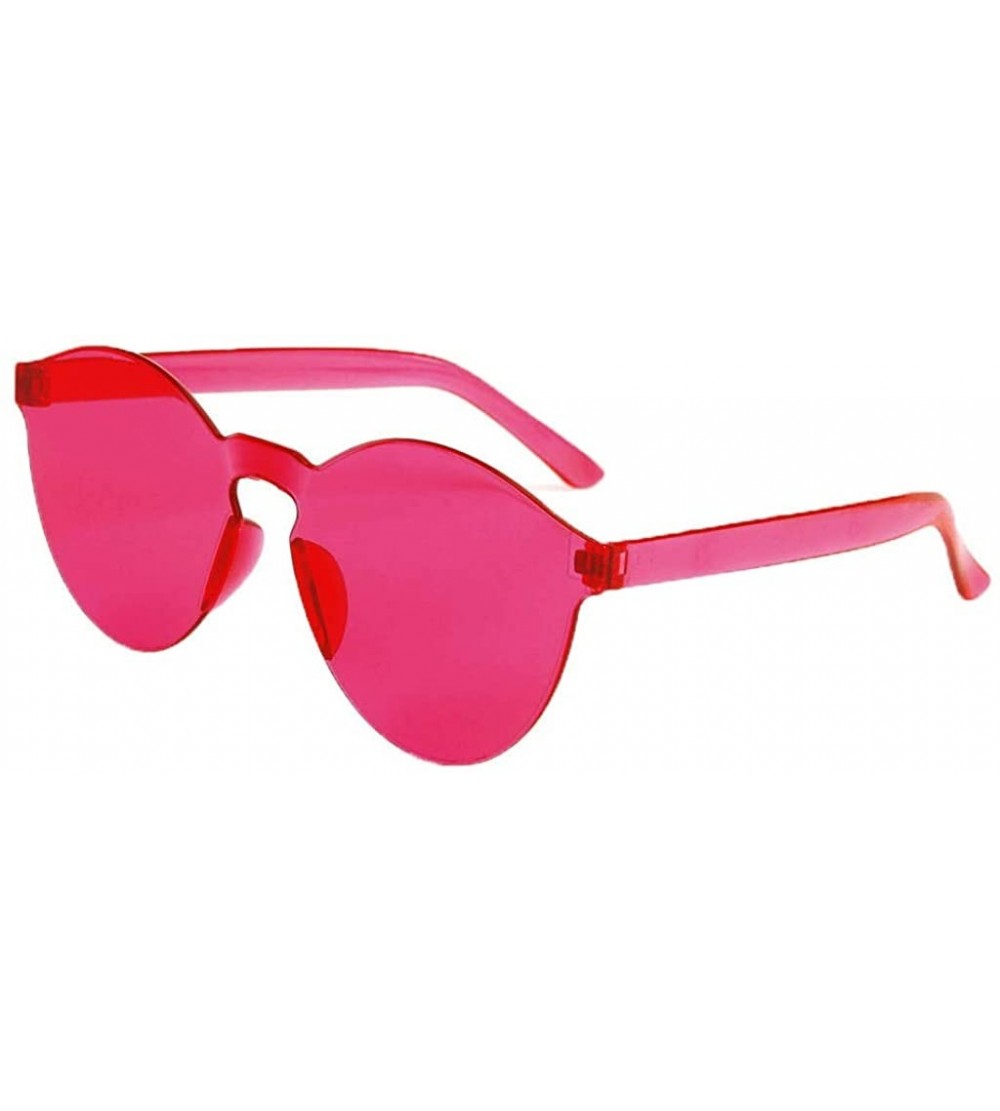 Rimless Rimless Sunglasses Reflective Sun Glasses for Women Round Transparent Eyewear Retro Eyeglasses Multi Color - Pink - C...