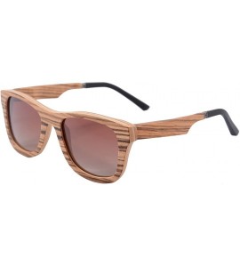 Oval Polarized Wood Sunglasses UV400 Eye Protective Wooden Glasses with Anti-glare Lens Wood Frame for Men-Z68043 - CP18S9WO4...