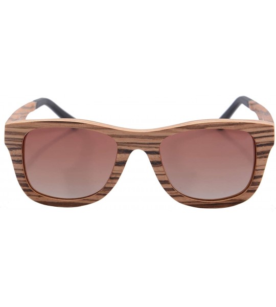 Oval Polarized Wood Sunglasses UV400 Eye Protective Wooden Glasses with Anti-glare Lens Wood Frame for Men-Z68043 - CP18S9WO4...