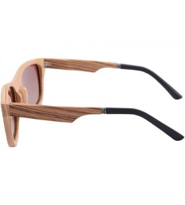 Oval Polarized Wood Sunglasses UV400 Eye Protective Wooden Glasses with Anti-glare Lens Wood Frame for Men-Z68043 - CP18S9WO4...