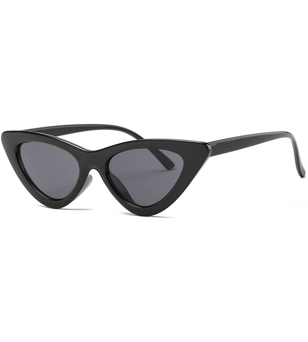 Round Cat Eye Sunglasses Women Clout Goggles Kurt Cobain Retro Sun Glasses K0566 - Black - CY18D4DO867 $18.41