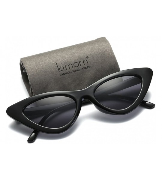 Round Cat Eye Sunglasses Women Clout Goggles Kurt Cobain Retro Sun Glasses K0566 - Black - CY18D4DO867 $18.41