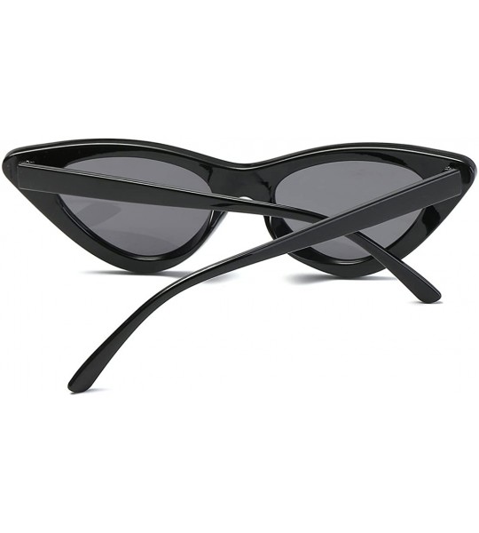 Round Cat Eye Sunglasses Women Clout Goggles Kurt Cobain Retro Sun Glasses K0566 - Black - CY18D4DO867 $18.41