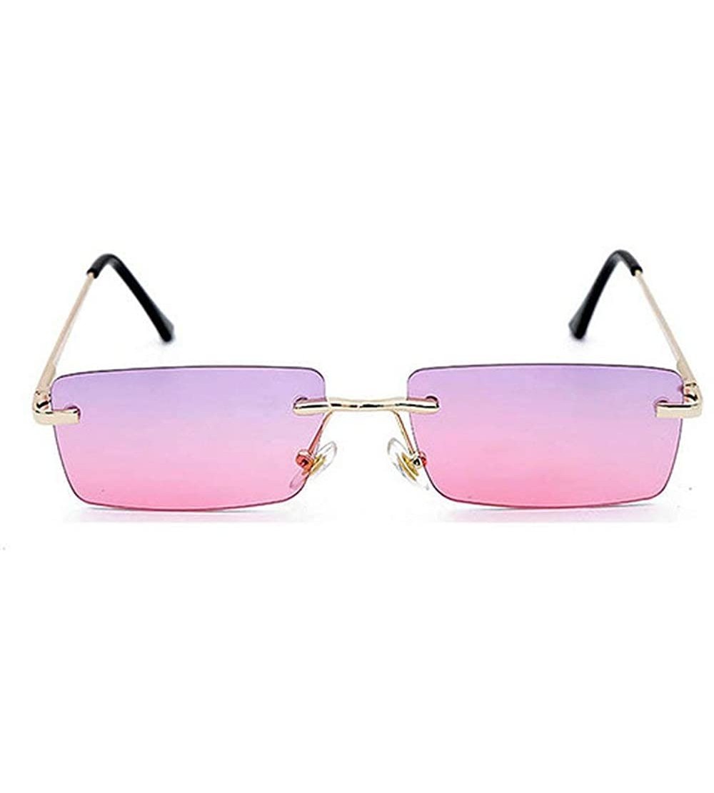 Square Fashion Women Small Rectangle Sunglasses Frameless Candy Color Ultralight Rimless Ocean Sun Glasses - Pink C4 - CG18ZS...