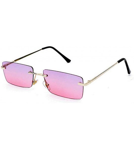 Square Fashion Women Small Rectangle Sunglasses Frameless Candy Color Ultralight Rimless Ocean Sun Glasses - Pink C4 - CG18ZS...