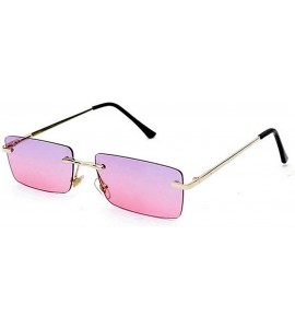 Square Fashion Women Small Rectangle Sunglasses Frameless Candy Color Ultralight Rimless Ocean Sun Glasses - Pink C4 - CG18ZS...