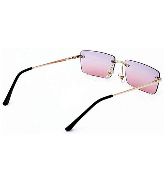 Square Fashion Women Small Rectangle Sunglasses Frameless Candy Color Ultralight Rimless Ocean Sun Glasses - Pink C4 - CG18ZS...