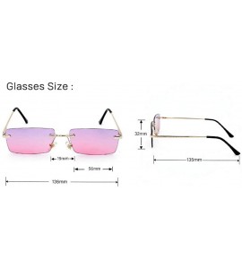 Square Fashion Women Small Rectangle Sunglasses Frameless Candy Color Ultralight Rimless Ocean Sun Glasses - Pink C4 - CG18ZS...