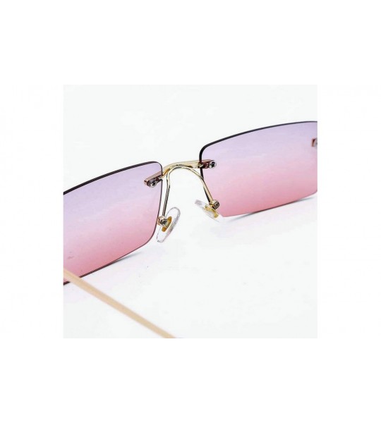 Square Fashion Women Small Rectangle Sunglasses Frameless Candy Color Ultralight Rimless Ocean Sun Glasses - Pink C4 - CG18ZS...