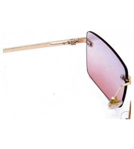 Square Fashion Women Small Rectangle Sunglasses Frameless Candy Color Ultralight Rimless Ocean Sun Glasses - Pink C4 - CG18ZS...