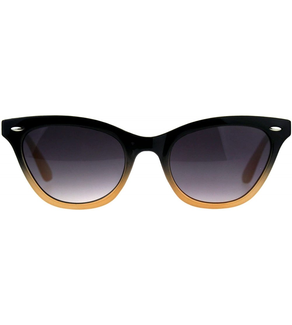 Oval Womens Oval Cateye Fashion Sunglasses Black & Color 2 Tone Shades UV 400 - Black Brown - CM18DQ2OZL7 $19.86