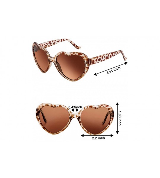 Rimless 12 Pieces Neon Colors Heart Shape Sunglasses for Women Party Favors and Festival - Leopard - C818UQNEK83 $34.68