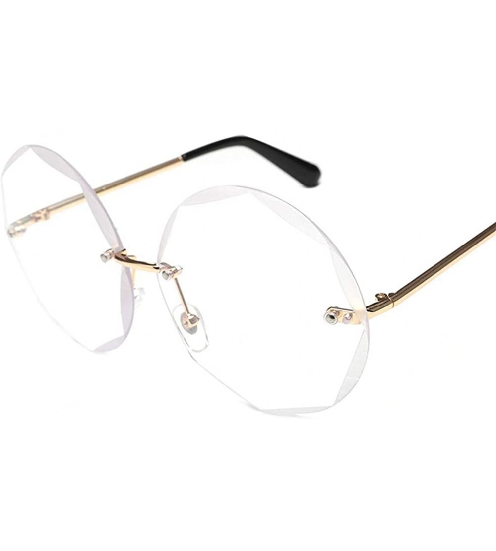 Round Round Cut Rimless Sunglasses Women Men Vintage Gradient Sun Glasses Stylish Female Male Eyeglasses - C918Y7DWCQD $42.13
