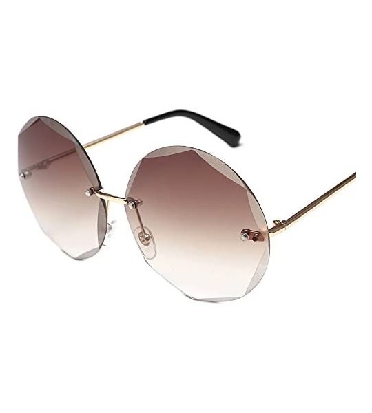 Round Round Cut Rimless Sunglasses Women Men Vintage Gradient Sun Glasses Stylish Female Male Eyeglasses - C918Y7DWCQD $42.13