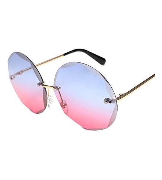 Round Round Cut Rimless Sunglasses Women Men Vintage Gradient Sun Glasses Stylish Female Male Eyeglasses - C918Y7DWCQD $42.13